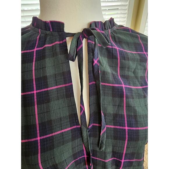 J. Crew Tartan Plaid Dress Ruffle Tie Collar Puff Sleeve Academia Preppy M NWT - Picture 4 of 14
